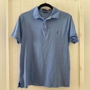 Ralph Lauren Men's Light Blue Polo Shirt Cotton Custom  Slim Fit Size M